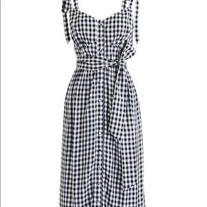 J.Crew Ruffle Button Front Gingham Midi Dress